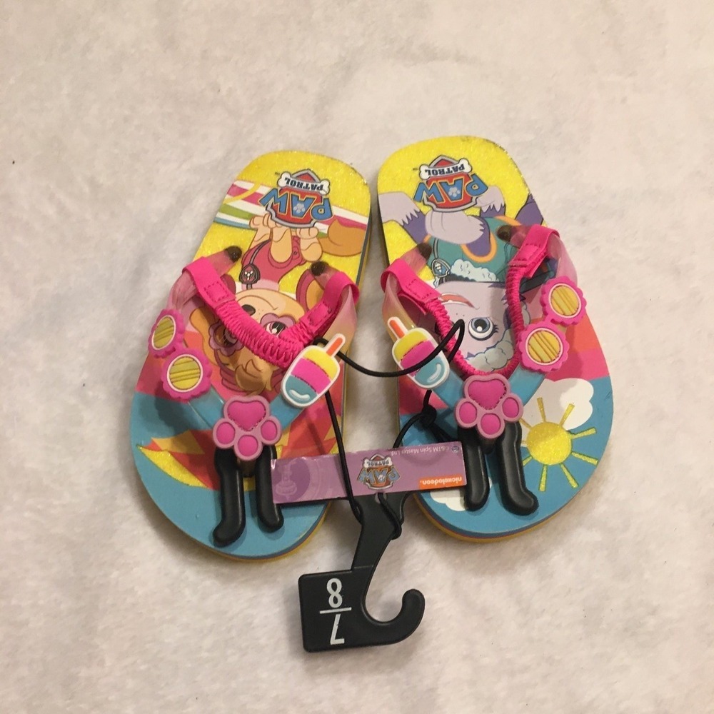 Paw Patrol Flip Flops Girls Size 5/6 Pink Blue New Skye Everest Sandals
